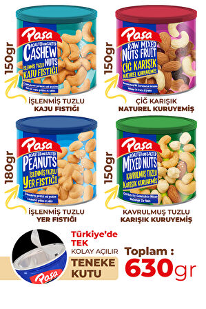 Karışık Süper Dörtlü Teneke Kutu Kuruyemiş (630 gr)