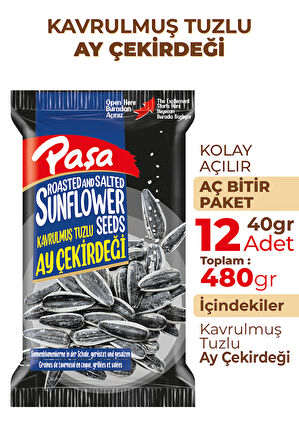 Kavrulmuş Tuzlu Siyah Ay Çekirdeği 40 gr X 12 Adet (480 gr)