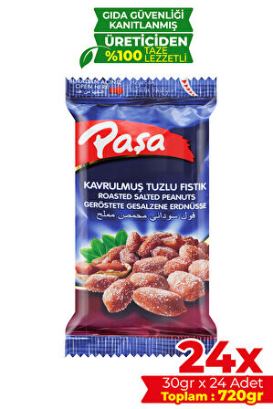 Kavrulmuş Tuzlu Fıstık 30 gr X 24 Adet (720 gr)
