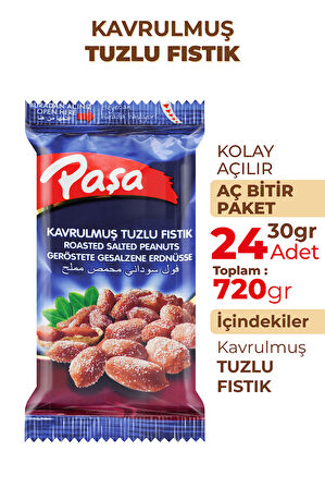 Kavrulmuş Tuzlu Fıstık 30 gr X 24 Adet (720 gr)