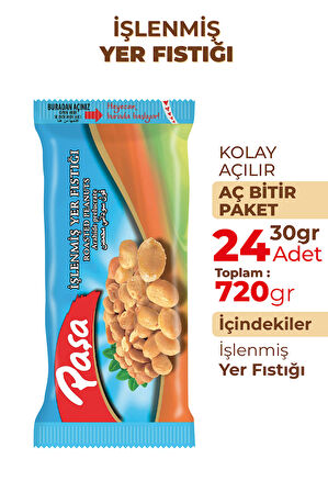 İşlenmiş Yer Fıstığı 30 gr X 24 Adet (720 gr)