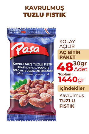 Kavrulmuş Tuzlu Fıstık 30 gr X 48 Adet (1440 gr)