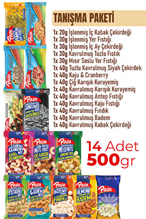 14lü Karışık Kuruyemiş Tanışma Paketi 500 gr – Mini Tadım Seti