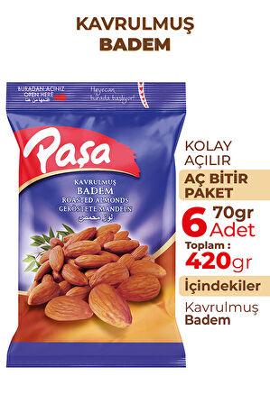 Kavrulmuş Badem İçi 70 gr X 6 Adet (420 gr)