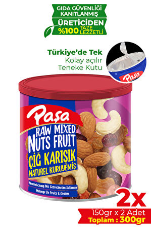 Çiğ Karışık Kuruyemiş Teneke Kutu 150 gr x 2 Adet (300 gr)