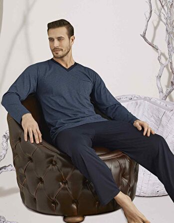 KLY 9107 V YAKA BATTAL ERKEK PİJAMA TAKIMI