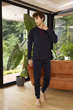 Kly Midi Yaka %100 Pamuk Erkek Pijama Takımı 9244 