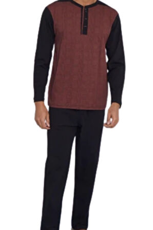 Kly Erkek Kiremit Battal Uzun Kol Pijama Takım 9132 