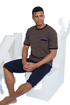 Kly Erkek Sarı Kısa Kol Şortlu Pijama Takım 2058 