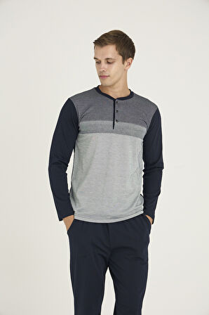 Kly Erkek Midi Yaka  Pijama 9218 