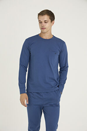 KLY O Yaka Kol Paça Ribanalı  Erkek Pijama Takım 6013 