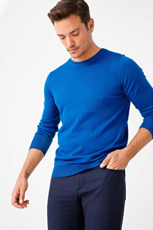 Desen Triko Erkek Basic Sıfır Yaka İnce Triko Kazak 02421603 Saks