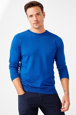 Desen Triko Erkek Basic Sıfır Yaka İnce Triko Kazak 02421603 Saks