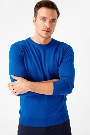 Desen Triko Erkek Basic Sıfır Yaka İnce Triko Kazak 02421603 Saks