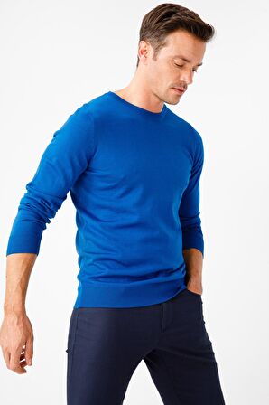 Desen Triko Erkek Basic Sıfır Yaka İnce Triko Kazak 02421603 Saks