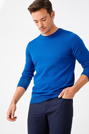 Desen Triko Erkek Basic Sıfır Yaka İnce Triko Kazak 02421603 Saks