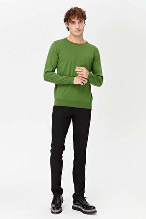 Desen Triko Erkek Basic Sıfır Yaka İnce Triko Kazak 02421603 Açık Yeşil