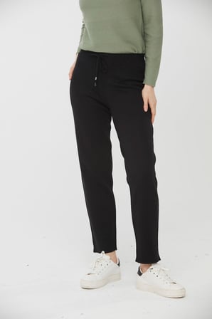 Desen Kadın Örme Pamuklu Jogger Lastik Bel Bilek Boy Boru Paça Pantolon 25KDSN22026
