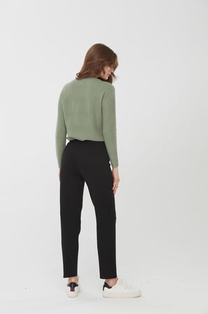 Desen Kadın Örme Pamuklu Jogger Lastik Bel Bilek Boy Boru Paça Pantolon 25KDSN22026
