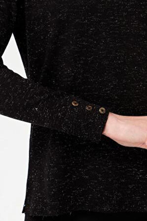 23393 DESEN TLL KOLLARI DÜĞMELİ SİMLİ BYN BLUZ V YAKA