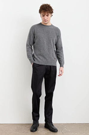 Desen Erkek Minimalist Yuvarlak Yaka Uzun Kol Kazak - Günlük Stil