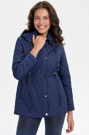 24412 DESEN TFS GEOMETRİK DESEN BELİ BAĞCIKLI KAPŞONLU KISA KAPİTONE KABAN