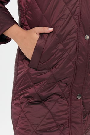Desen Kapüşonlu Midi Oversize Kaban - Kışlık