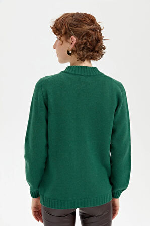 Desen Triko Kadın Dik Yaka Dikişsiz Önü Saç Örgülü Yün Hırka 24268 Ö. Başı