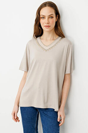 25751 DESEN WFR YAKASI TÜL ŞERİTLİ TAŞLI VY K.KOL KADIN BLUZ