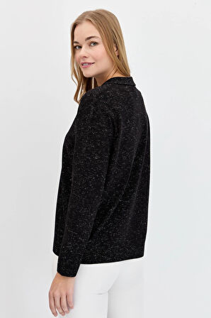 23026 DESEN TRİKO POLO YAKA ANGELİNA BASİC BLUZ