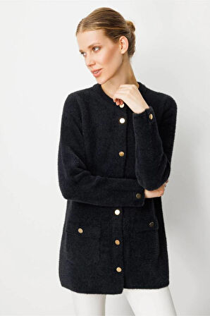 25007 DESEN TRiKO ÖNÜ KAPAK CEPLİ METAL DÜĞMELİ AFRODİT ARA BOY CEKET