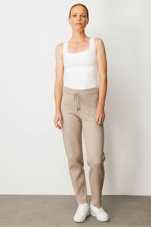 Desen Kadın Örme Pamuklu Jogger Lastik Bel Bilek Boy Boru Paça Pantolon 25KDSN22026