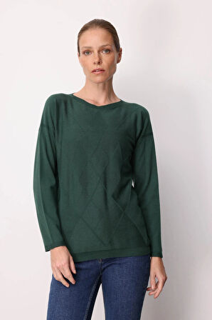 Desen Triko Kadın Önü Baklavalı Yan Örgü Kazak 25254 Ö. Başı