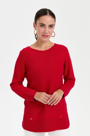 Desen Oversize Uzun Kol Kadın Kazak - Minimalist Stil
