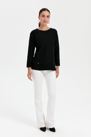 Desen Oversize Uzun Kol Kadın Kazak - Minimalist Stil