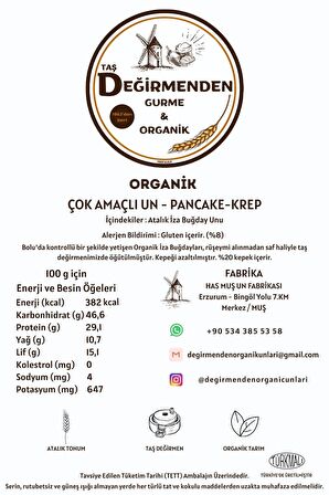 Organik Atalık Çok Amaçlı Un - Pancake-Krep - 1 Kilo