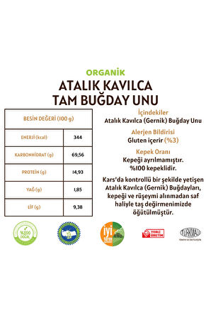 Organik Atalık Kavılca Gernik Tam Buğday Unu - 10 Kilo