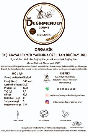 Organik Ekşi Mayalı Ekmek Yapımına Özel Tam Buğday Unu - 10 Kilo