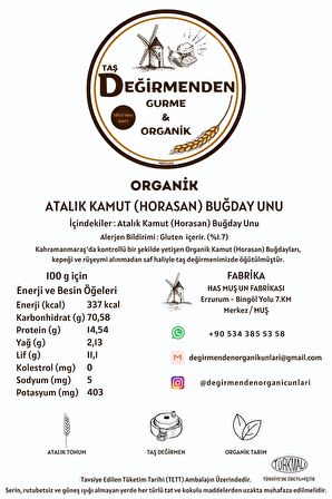 Organik Atalık Kamut (Horasan) Buğday Unu - 10 Kilo