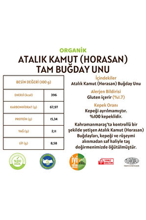 Organik Atalık Kamut Horasan Tam Buğday Unu - 10 Kilo