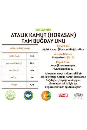 Organik Atalık Kamut Horasan Tam Buğday Unu - 1 Kilo