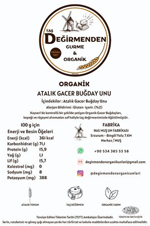 Organik Atalık Gacer Buğday Unu - 10 Kilo