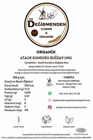 Organik Atalık Kunduru Buğday Unu - 10 Kilo