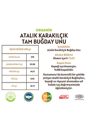 Organik Atalık Karakılçık Tam Buğday Unu - 5 Kilo