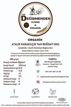 Organik Atalık Karakılçık Tam Buğday Unu - 5 Kilo