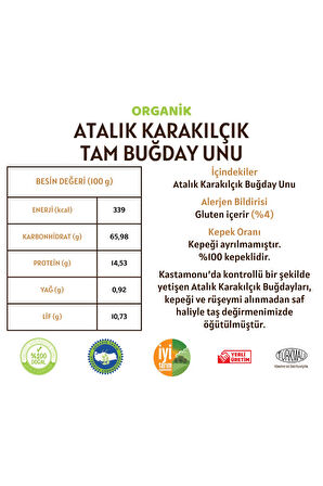 Organik Atalık Karakılçık Tam Buğday Unu - 20 Kilo