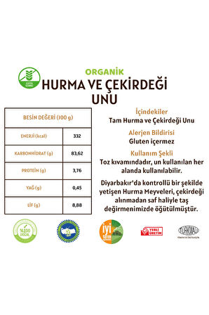 Hurma Ve Çekirdeği Unu (Gluten İçermez) - 300 Gram
