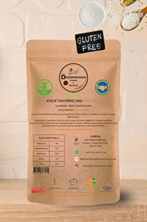 Organik Atalık Tam Pirinç Unu (Gluten İçermez) - 300 Gram