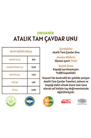 Organik Atalık Tam Çavdar Unu - 1 Kilo