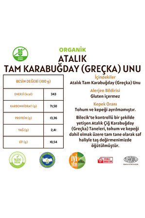 Organik Atalık Karabuğday (Greçka) Unu (Gluten İçermez) - 5 Kilo